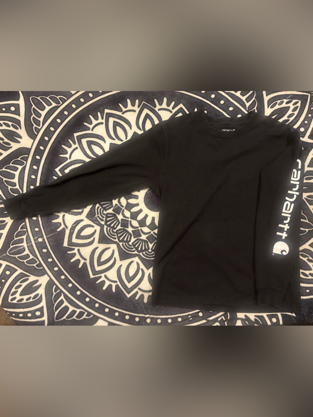 Carhartt Men’s Black Crewneck Sweater with White Sleeve Logo